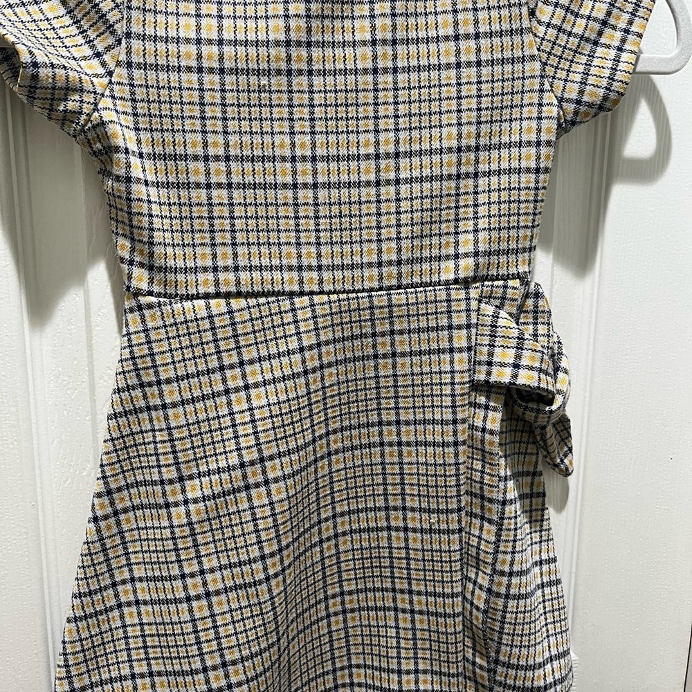 Chic Plaid Kids Dress in Navy and Cream